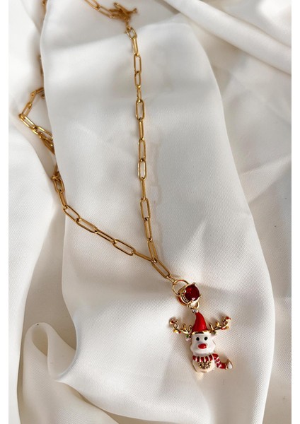 Yılbaşı Tatlı Geyik Charm Uçlu Özel Seri Paslanmaz Çelik Hediyelik Kadın Kolye fırsatları