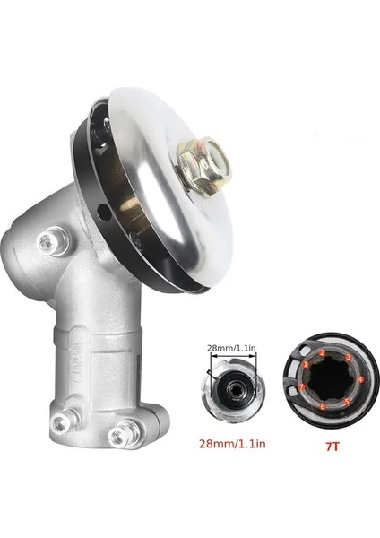 Çin Motorlu Tırpan Redüktör Dişli Gurubu 7 Diş Frezeli 28 mm Çin Grubu Ferrino Hyundai Alpina Ferrino Royal Einhell Max Extra Solax Astra Bartech Palmera Bolat Tiger General Power T