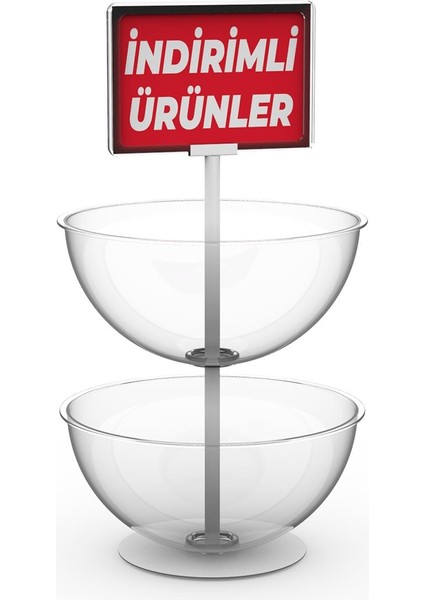 İki Katlı Masaüstü 30 cm Fanus Çanak Stand
