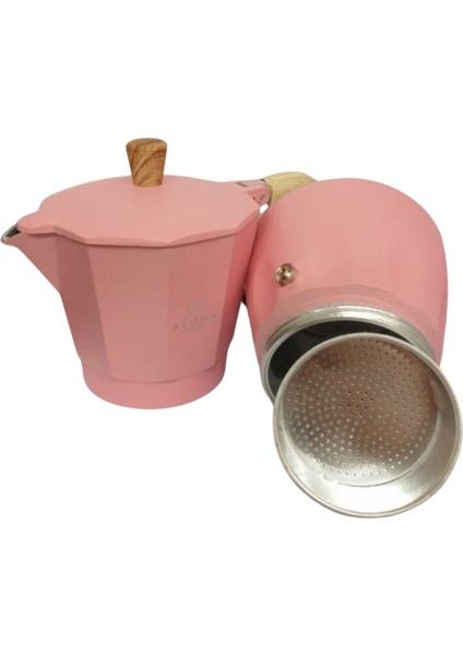 Grossberg Coffee 3 Cups 150 ml Moka Pot. Alüminyum Pembe