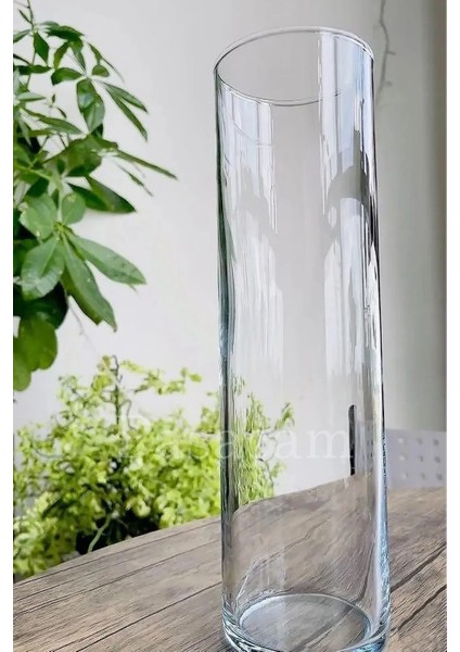 Denizli El Imalatı Silindir Cam Vazo 15cm En X 40 Cm Boy