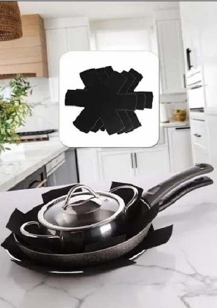 3 lü SİYAH Tencere Tava Koruyucu