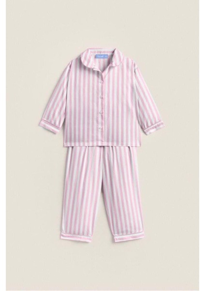 Çizgili Pamuklu Çantalı Pijama Alt-Üst Takım Unisex Çocuk