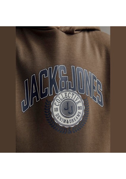 Jack & Jones Çocuk Logo Baskili Kapüsonlu Sweatshirt - Kam