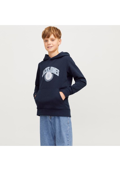 Jack & Jones Çocuk Logo Baskili Kapüsonlu Sweatshirt - Kam