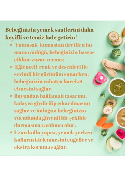 Bebek Kedicik Kollu Mama Önlüğü 6-18 Ay fırsatları