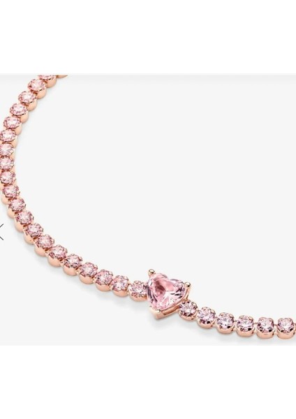 Işıltılı Kalp Tenis Bilezik Rose Pembe fiyatları