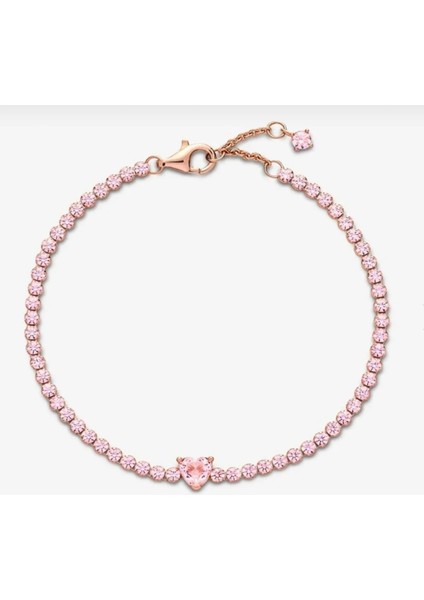 Işıltılı Kalp Tenis Bilezik Rose Pembe modelleri