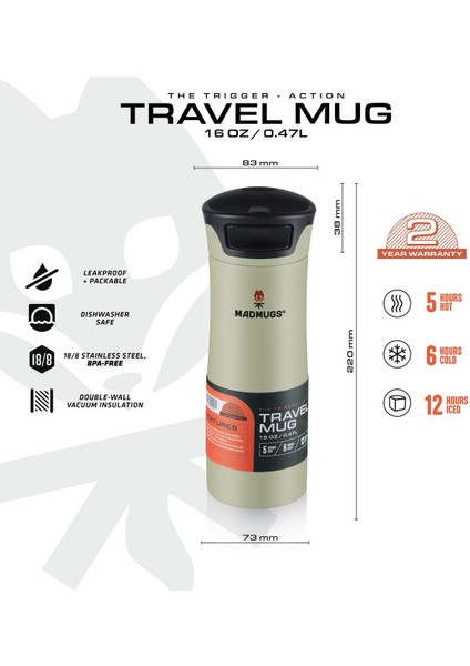 Travel Mug Termos Bardak 0.47 Lt Sage Green