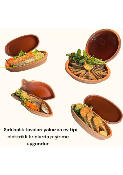 2'li Toprak Sırlı Oval Balık Güveci Pişirme Tavası 30X15X4