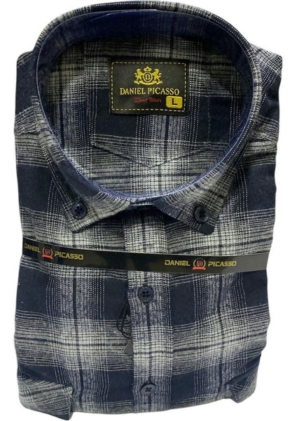 Rahat Kesim Kışlık Kareli Çift Cep Kapaklı Erkek Baba Gömlek