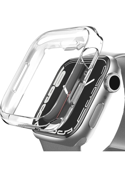 Apple Watch ile Uyumlu Series 10 Şeffaf Kılıf Ekranı Tam Kapatan Silikon Yapılı Ekran Koruma Apple Watch ile Uyumlu Series 10 Ekran Koruyucu Şeffaf