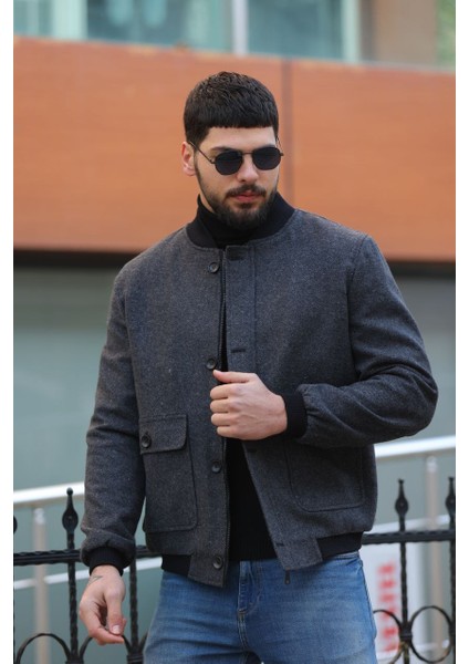 Bomper Erkek Ceket Fermuarlı Kaşe Kumaş Drop 6 modelleri