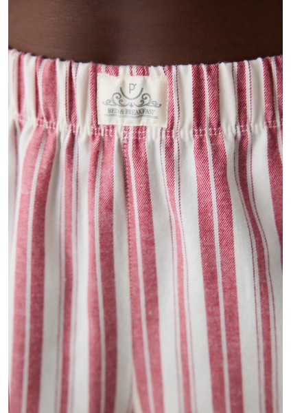 Aria Striped Kırmızı Gömlek Pantolon Pijama Takımı