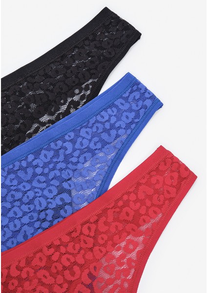 Lace Dantel 3lü Çok Renkli Tanga Külot indirimleri