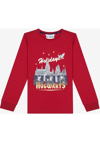 Pamuklu Unisex Hogwarts Fam Kırmızı Pijama Takımı