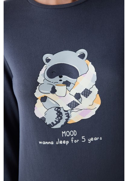 Sleep Mood Gri Tişört Pijama Üstü