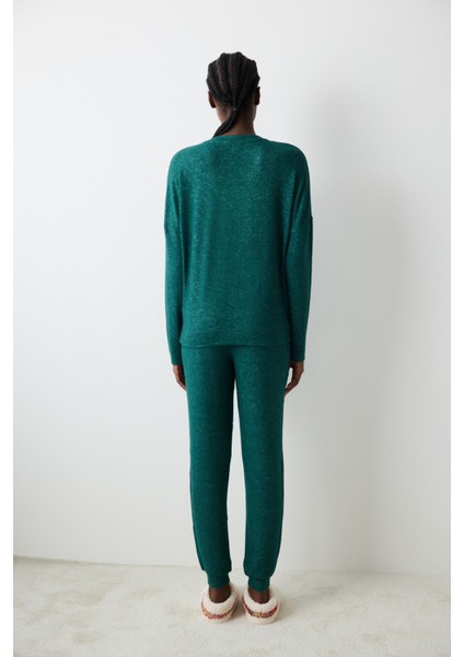 Winter Wishes Koyu Yeşil Pantolon Pijama Takımı