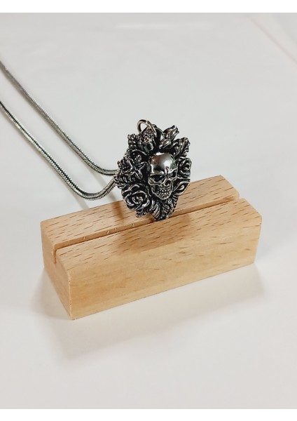 Gümüş Kuru Kafa Punk Kafatası Skull Tasarım Erkek Kolye Yılbaşı Yeni Yıl Hediye