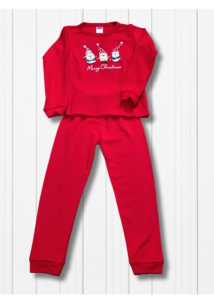 Baskılı Pamuk Erkek Çocuk Yeni Yıl Pijama Takımı (Noel Baba)