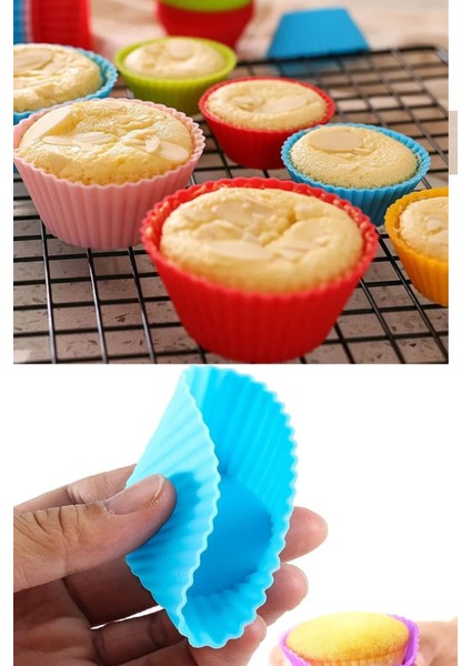 6 Adet Yıkanabilir Mini Tırtıklı Muffin Kalıbı- Ribanalı Kek-Cupcake- Renkli Hamur Işi Kabı