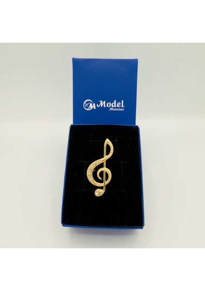 Sol Anahtarı Müzik Sembollü Şık Taşlı Broş fırsatları