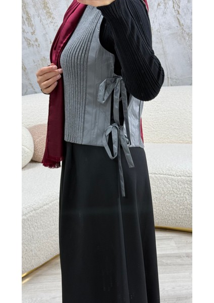 Kumaş Garnili Triko Yelek modelleri