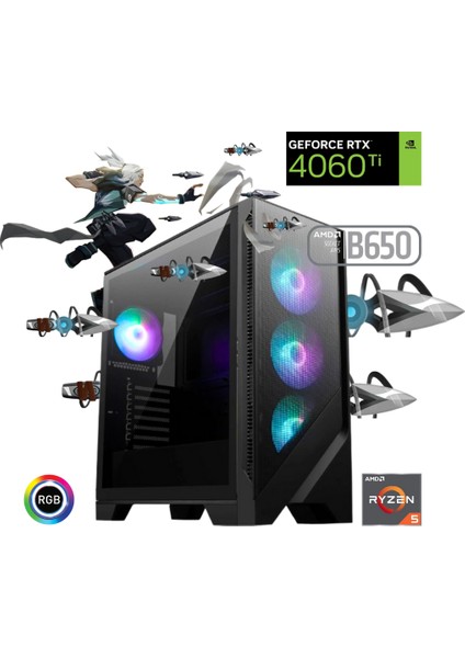Ryzen 5 7600X 32GB Ddr5 1tb SSD Rtx 4060TI b650 Oyun Bilgisayarı