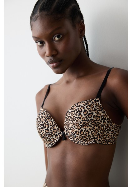 Leopard Super Push Up Çok Renkli Sütyen