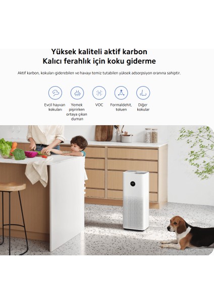 Anti Alerjik Akıllı Hava Temizleyici 48M2 Etkili Alan Smart Air Purifire 4  Virüs Polen Hapseder Apple-Adroid Wi-Fi ve Sesli Kontrol-Hediyeli