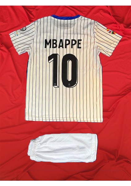 Mbappe 10 Fransa Çizgili Betaz Forma Çocuk Alt Üst Şort Tişört Takım 1. Kalite