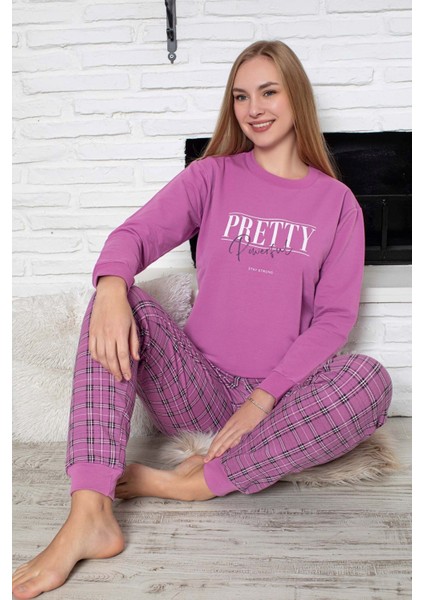 Kadın Bisiklet Yaka Bilek Manşet/lastikli 2 Iplik Cepli Kışlık Jogger Eşofman Pijama Takımı Homewear fiyatları