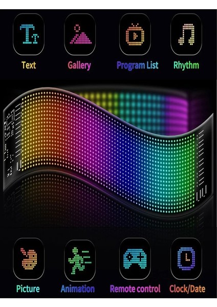 IP65 Rgb LED Esnek Ekran Matris Paneli USB Programlanabilir App Kontrol Tabela Işıklı Dijital Ekran