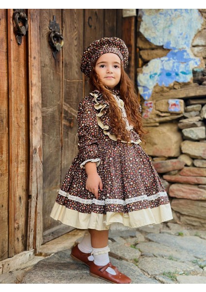Kahverengi Vintage Kız Bebek Elbisesi, Doğum Günü Elbisesi, Fotoğraf Çekim Elbisesi,0-12 Yaşa Uygun fırsatları