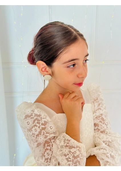 Manolya Krem Vintage Kız Bebek Elbisesi,özel Dikim Çocuk Elbisesi, Doğum Günü Elbisesi, 0-12 Yaş