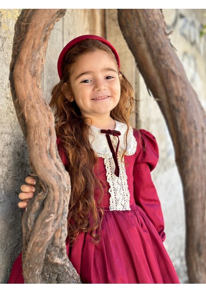 Bordo Kurdaleli Vintage Kız Bebek Elbisesi,doğum Günü Elbise,fotoğraf Çekim Elbisesi,0-12 Yaşa Uygun