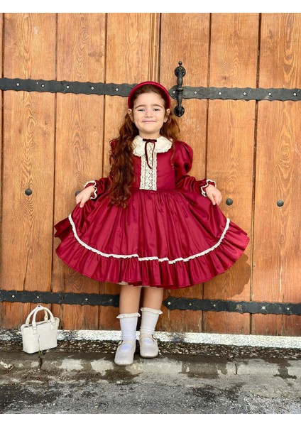 Bordo Kurdaleli Vintage Kız Bebek Elbisesi,doğum Günü Elbise,fotoğraf Çekim Elbisesi,0-12 Yaşa Uygun modelleri