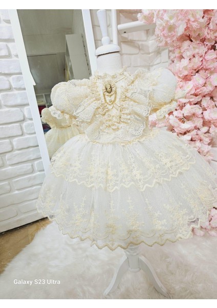 Angel Dantelli Kısa Kollu Kız Bebek Elbisesi fiyatları