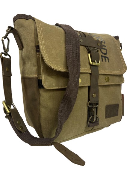 Vintage Baskılı Su Geçirmez Kanvas Deri Unisex Postacı Omuz Çantası 29 cm x 30 cm fiyatları
