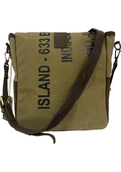 Vintage Baskılı Su Geçirmez Kanvas Deri Unisex Postacı Omuz Çantası 29 cm x 30 cm modelleri