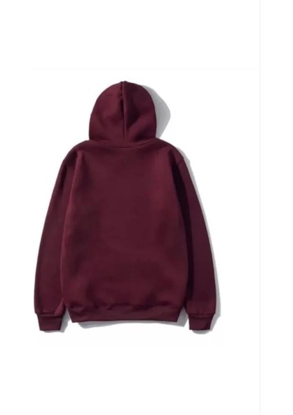 3 Iplik Pamuklu Kapşonlu Sweetshirt - Bordo fiyatları