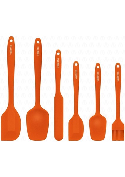 Drongo Isıya Dayanıklı Yanmaz Yapışmaz Silikon Spatula Seti 6 Parça Turuncu