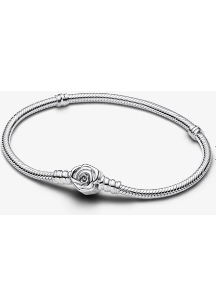 Moments Açan Gül Klipsli Yılan Zinciri Bileklik