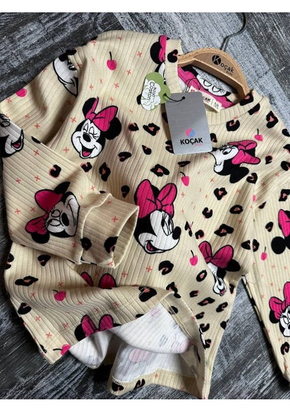 Pamuk Minnie Fitilli Kız Pijama Takımı 6 Yaş