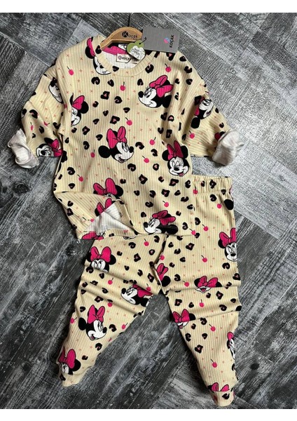 Pamuk Minnie Fitilli Kız Pijama Takımı 6 Yaş