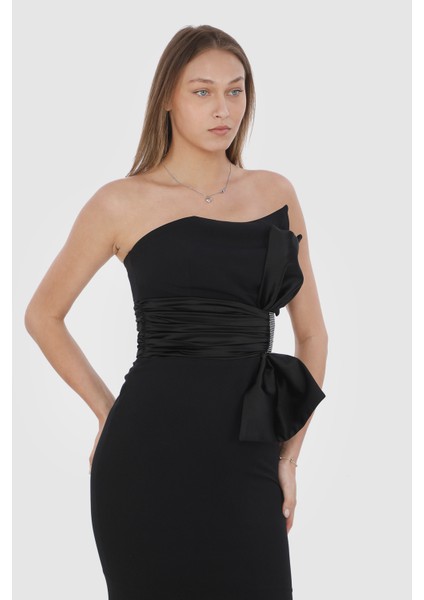 Fiyonk Saten Garni Uzun Elbise fiyatları