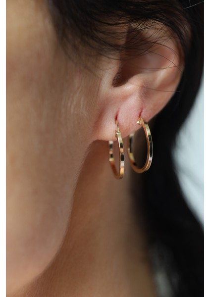 14 Ayar Altın Köşeli Halka Küpe 3 indirimleri