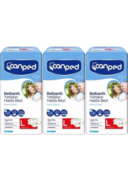 Hasta Bezi Yetişkin Bel Bantlı Polietilen L-Large Büyük Boy 21 Adet (3pk*7)