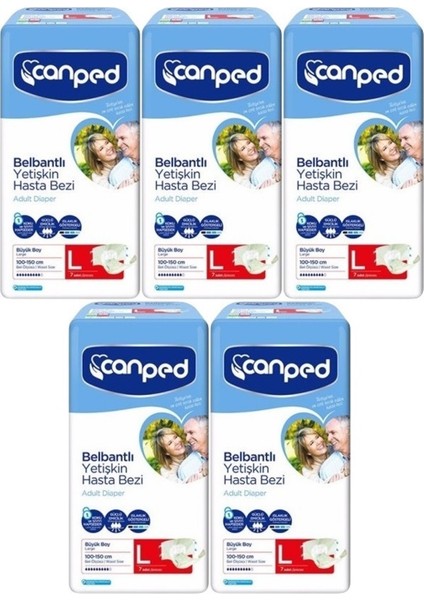 Hasta Bezi Yetişkin Bel Bantlı Polietilen L-Large Büyük Boy 35 Adet (5pk*7)