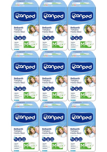 Hasta Bezi Yetişkin Bel Bantlı Polietilen Medium-M Orta Boy 81 Adet (9pk*9)